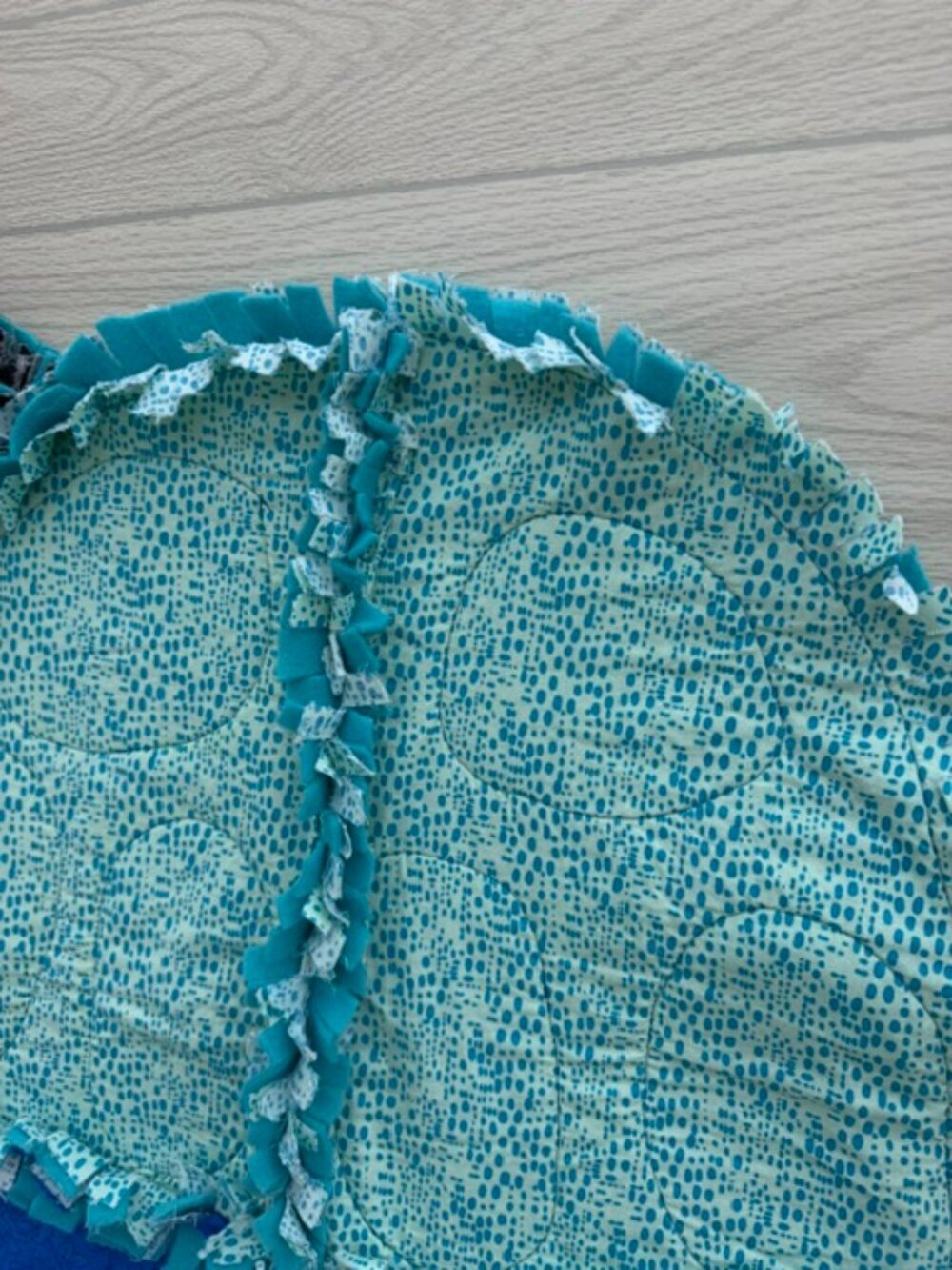 Homemade Small Blue & Black Turtle Rag Quilt - Picture 4 of 9